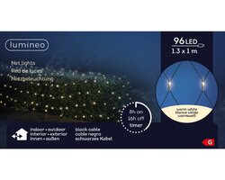 Lumineo netverlichting 96 led lampjes 1,3x1m warm wit-zwart - afbeelding 1