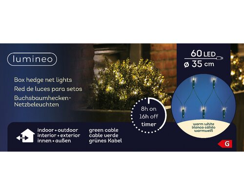Lumineo netverlichting buxus 60 led lampjes Ø35 cm warm wit-groen - afbeelding 1