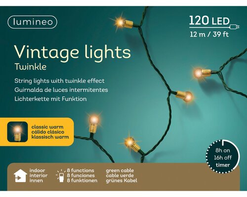 Lumineo vintage light twinkel 120 led-12 m klassiek warm-groen - afbeelding 1