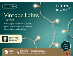 Lumineo vintage light twinkel 120 led-12 m warm wit-transparant - afbeelding 1