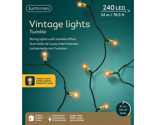 Lumineo vintage light twinkel 240 led-24 m klassiek warm-groen - afbeelding 1