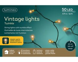 Lumineo vintage light twinkel 50 led-4,9m klassiek warm-groen - afbeelding 1