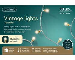 Lumineo vintage light twinkel 50 led-4,9m warm wit-transparant - afbeelding 1