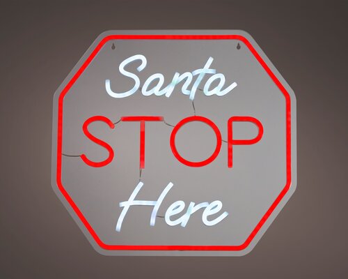 LumineoLED neon light plastic santa stop here steady