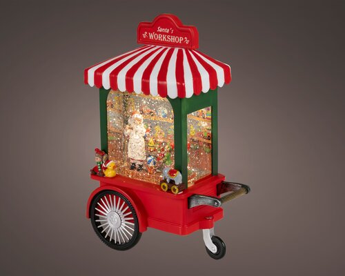 LumineoLED waterspinner plastic santa's cart met beweging binnen