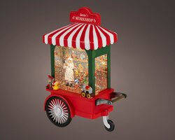 LumineoLED waterspinner plastic santa's cart met beweging binnen
