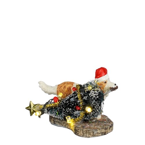 Luville Bad dog stealing christmas tree battery operated - l5,5xb5,5xh4,5cm