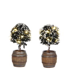 Luville Buxus tree in a barrel 2 pieces battery operated - h8,5xd4cm - afbeelding 2