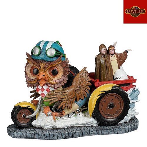 LuVille Carnaval car owl - l18xb9,5xh12,5cm