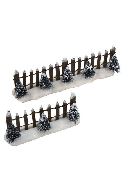 Luville Fence wooden with trees 2 pieces - l13xw3xh4cm