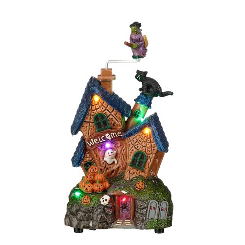 Luville Halloween house with witch and cat battery operated - l13xb11,5xh24cm