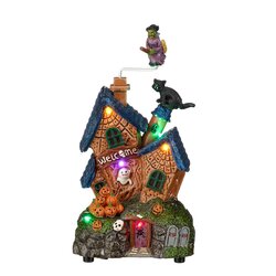 Luville Halloween house with witch and cat battery operated - l13xb11,5xh24cm