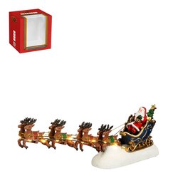 LuVille kersthuisje santa sleigh (kerstman met slee) 34 x 7 x 15 cm