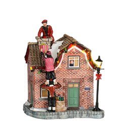 Luville Pieten beklimmen huis werkt op batterijen - l13,5xb11,5xh18cm