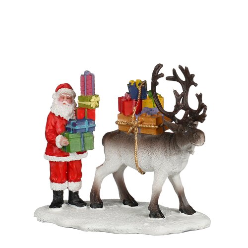 Luville Santa and deer moving presents - l10xb5,5xh8,5cm