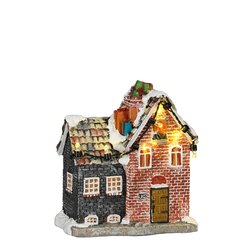 Luville Sinterklaas on roof small battery operated - l8,5xb5,5xh10cm