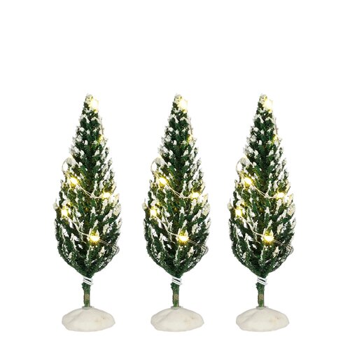 LuVille Snowy conifer lighted 3 stuks battery operated - h10,5xd4cm