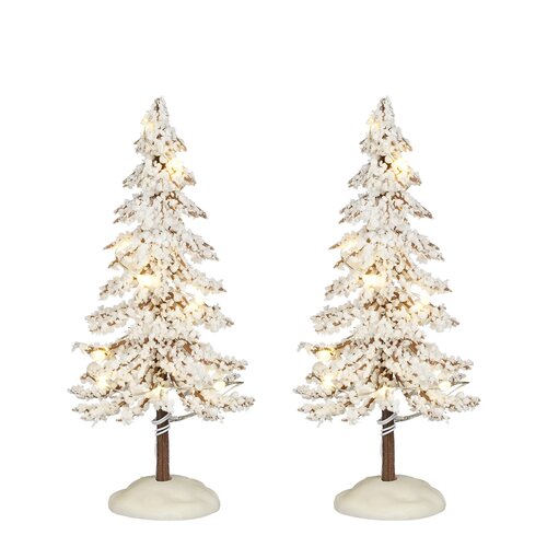 Luville Snowy tree white lighted 2 stuks battery operated - h15xd6cm - afbeelding 1