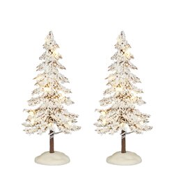 Luville Snowy tree white lighted 2 stuks battery operated - h15xd6cm