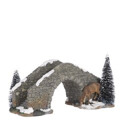 Luville Stone bridge with deer - l24xw11,5xh13cm