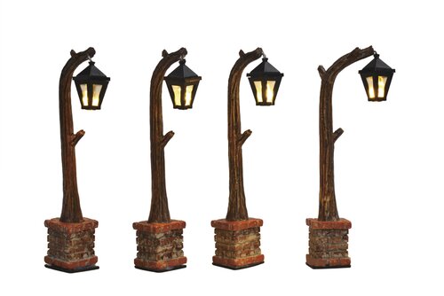 Luville Street lantern wooden 4 pieces battery operated - h10,5cm