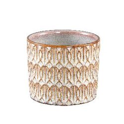 PTMD Luxor Cream ceramic pot deco pattern round S