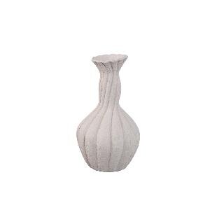 PTMD Lydia White ceramic swirl ribbed vase S