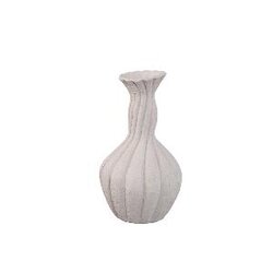 PTMD Lydia White ceramic swirl ribbed vase S