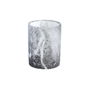 PTMD Marmy Black cement cilinder pot marble print S