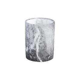 PTMD Marmy Black cement cilinder pot marble print S