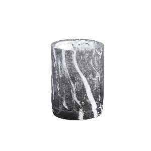 PTMD Marmy Black cement cilinder pot marble print XS
