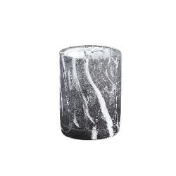 PTMD Marmy Black cement cilinder pot marble print XS