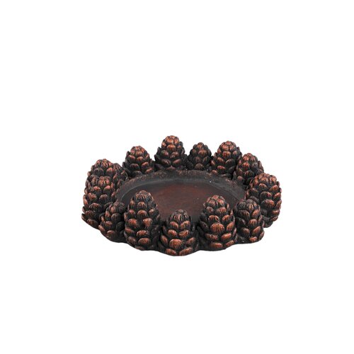 PTMD Maynie Burgundy cement pine cones candle holder