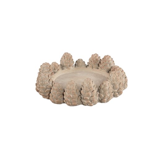 PTMD Maynie Dark Grey cement pine cones candle holder