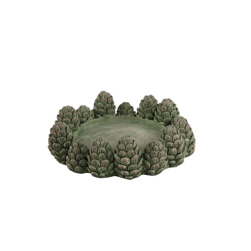 PTMD Maynie Green cement pine cones candle holder
