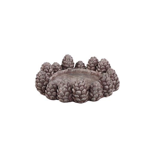 PTMD Maynie Light Brown cement pine cones candle holder