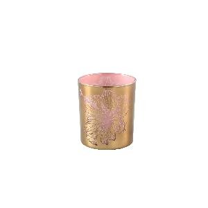 PTMD Melody Gold glass tealight pink inside flower prin