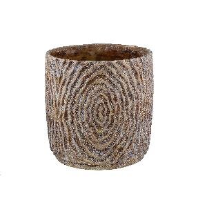 PTMD Meria Brown cement pot with pattern round XXL