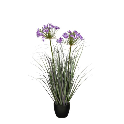Mica decorations Allium ampeloprasum in pot paars - h80xd25cm