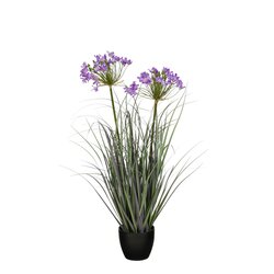 Mica decorations Allium ampeloprasum in pot paars - h80xd25cm