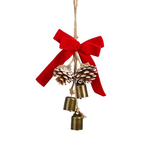 Mica decorations Bel hangend rood - l25xb12xh5cm