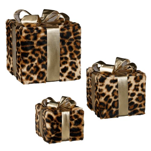 Mica decorations Cadeau goud - l20xh22cm