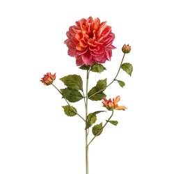 Mica decorations Dahlia oranje Real Touch - l80cm
