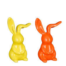 MICA DECORATIONS Deco konijn l7.5b5.5h12.5cm geel a2
