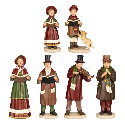 Mica decorations Decoratie carolers 6 stuks rood - l41xb14xh43cm