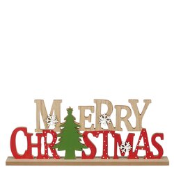 Mica decorations Decoratie merry christmas rood FSC 100% - l35xb4xh14,5cm