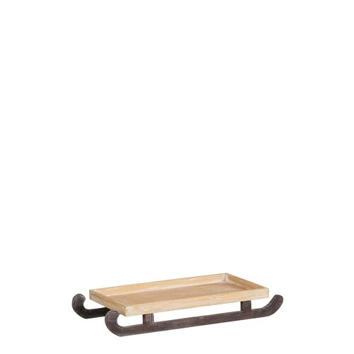 Mica decorations Decoratie tray slee bruin FSC 100% - l46,5xb22xh7cm