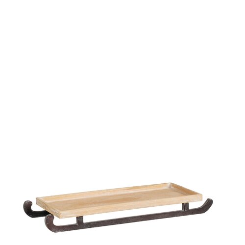 Mica decorations Decoratie tray slee bruin FSC 100% - l62xb25xh7cm