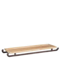 Mica decorations Decoratie tray slee bruin FSC 100% - l86,5xb28xh7cm