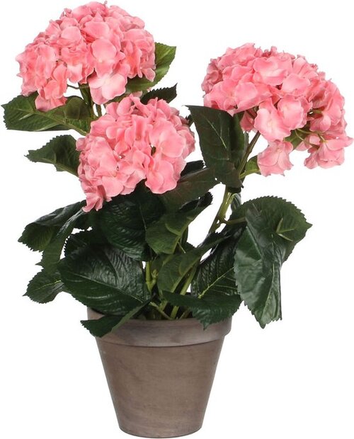 Mica Decorations Hortensia In Pot D35H40Cm Roze